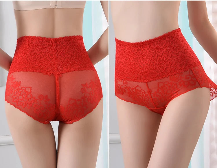 Women's underwear sexy  lace high waist elastic female panties antibacterial transparent  high quality ladies lingerie