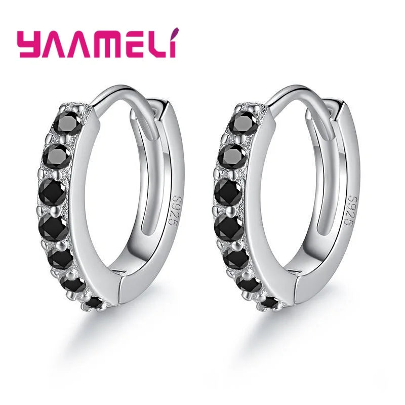 Earrings for Women Girls Simple Crystal Loop Hoop 925 Sterling Silver Stamped Jewelry Hot Sale Wedding Engagement Accessory