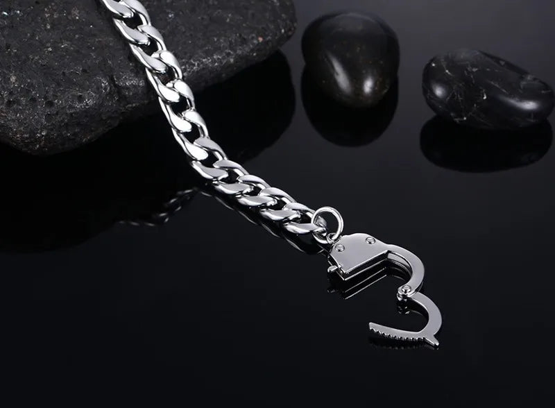 Handcuff Bracelet for Men Stainless Steel Chain Bracelet High Quality Promise Jewelry