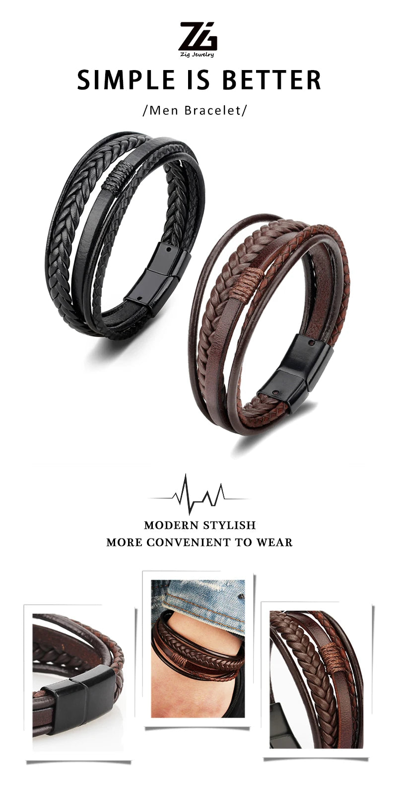 Leather Bracelets for Men Male Multilayer Braided Bracelets Bangles Punk Vintage Jewelry Pulsera Hombre Gift for Cool Boy