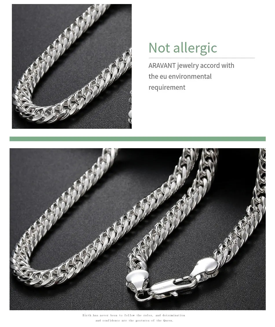 Aravant 925 Silver 6MM Necklace Chain For Men Women Fashion Jewelry
