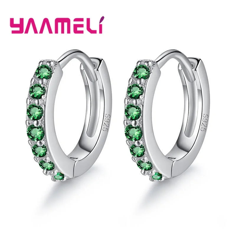 Earrings for Women Girls Simple Crystal Loop Hoop 925 Sterling Silver Stamped Jewelry Hot Sale Wedding Engagement Accessory