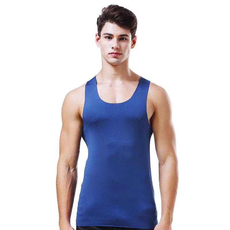 Men's Tank Tops Summer Men Vest Clothes Ice Silk Undershirt Male Solid Transparent O Neck Sleeveless Fitness Shirt Tee Tops Man