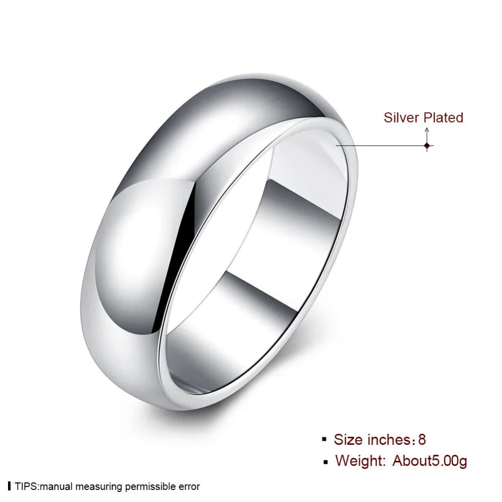 Wholesale High Quality 925 Sterling Silver Rings Fashion Simple Round Circle Rings For Women Party Jewelry Size 5 6 7 8 9 10