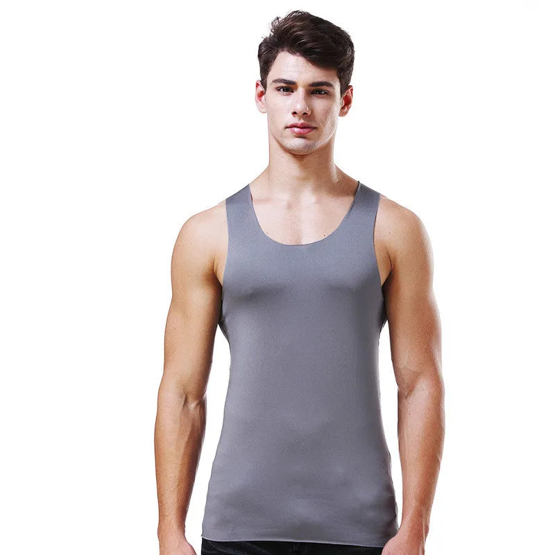 Men's Tank Tops Summer Men Vest Clothes Ice Silk Undershirt Male Solid Transparent O Neck Sleeveless Fitness Shirt Tee Tops Man