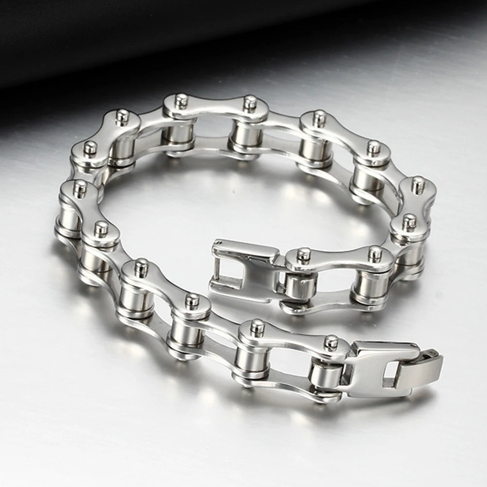 Fashion Men Women Biker Bicycle Motorcycle Chain Bracelet Bangle Punk Stainless Steel Bracelet Men Bangle 8.5"