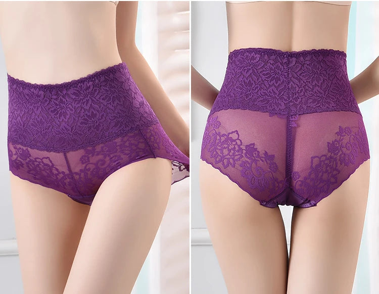Women's underwear sexy  lace high waist elastic female panties antibacterial transparent  high quality ladies lingerie