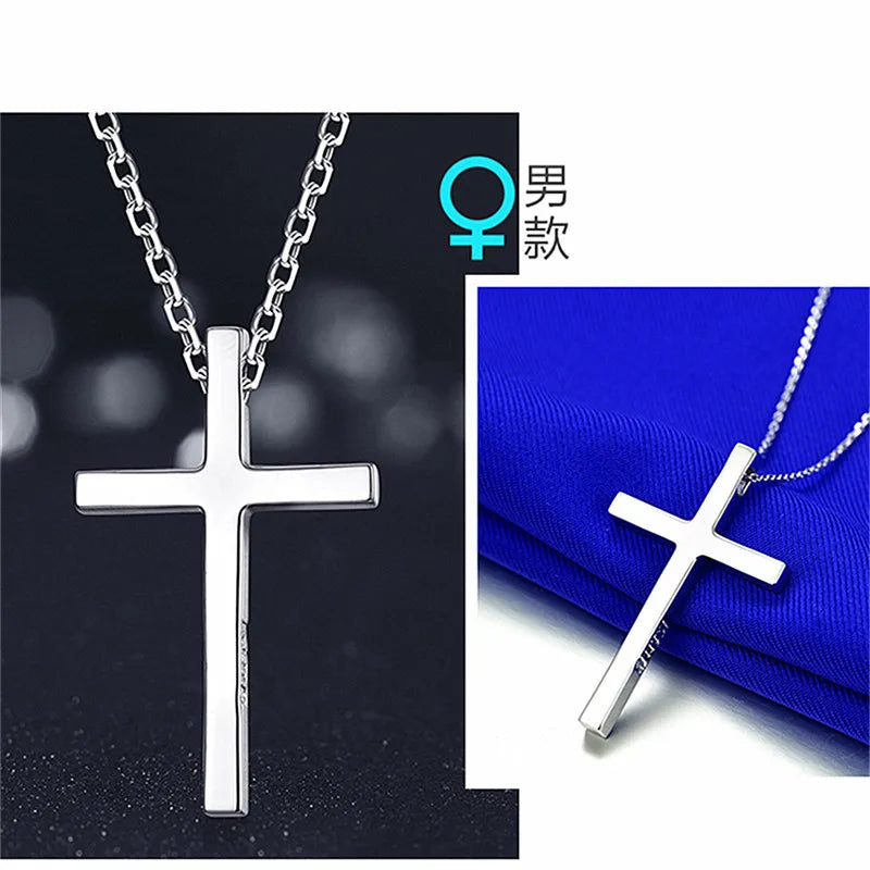 Trendy 925 Sterling Silver Necklace For Men Jewelry Female Classic Cross Pendant Necklaces Male Choker Bijou Lady Necklaces Hot