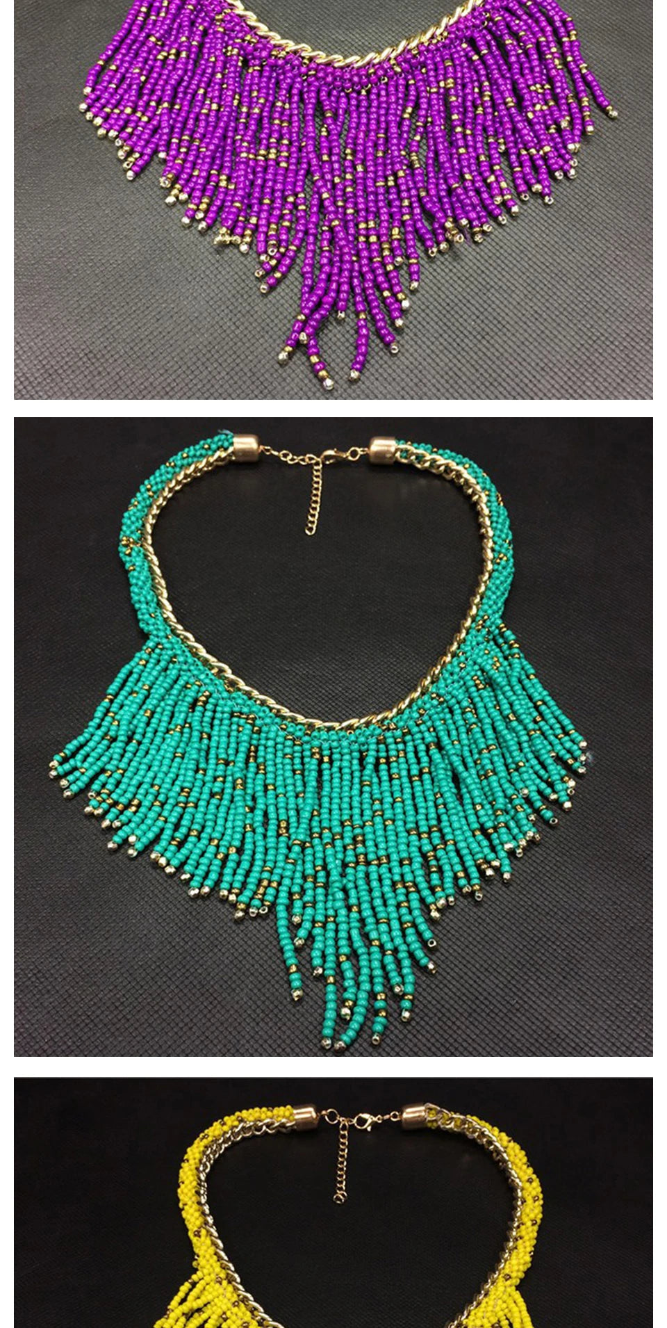 Bohemian Necklaces Fashion For Women Jewelry Mujer Handwoven Collier Long Tassel Beads Choker Statement Pendants Gift