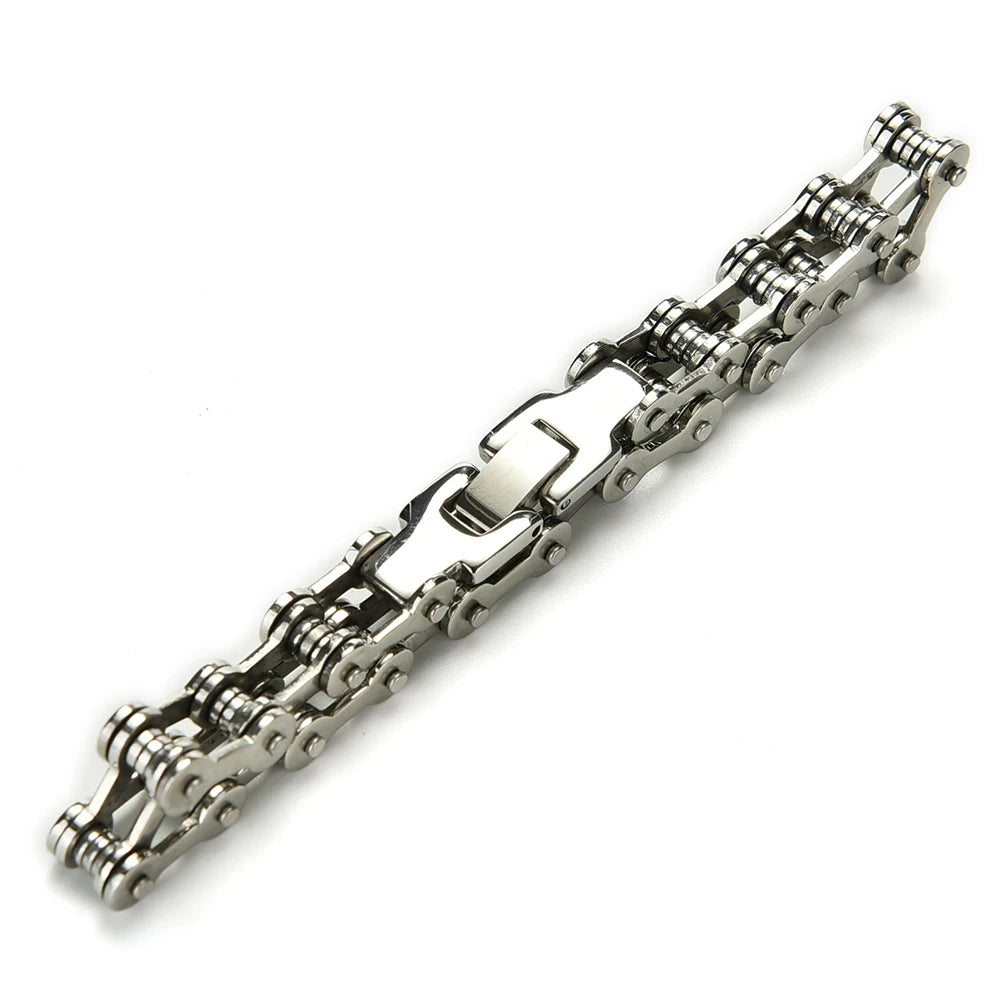 Fashion Men Women Biker Bicycle Motorcycle Chain Bracelet Bangle Punk Stainless Steel Bracelet Men Bangle 8.5"