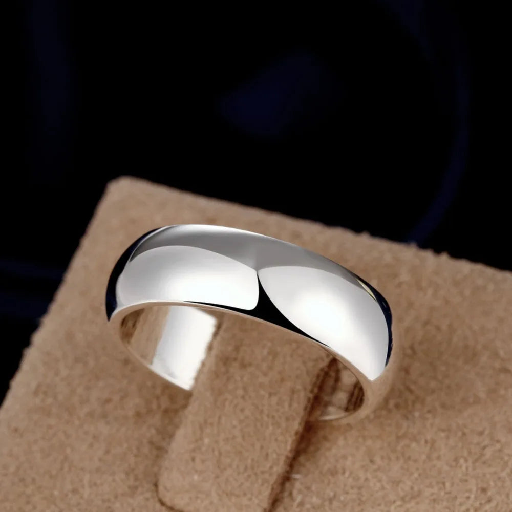 Wholesale High Quality 925 Sterling Silver Rings Fashion Simple Round Circle Rings For Women Party Jewelry Size 5 6 7 8 9 10