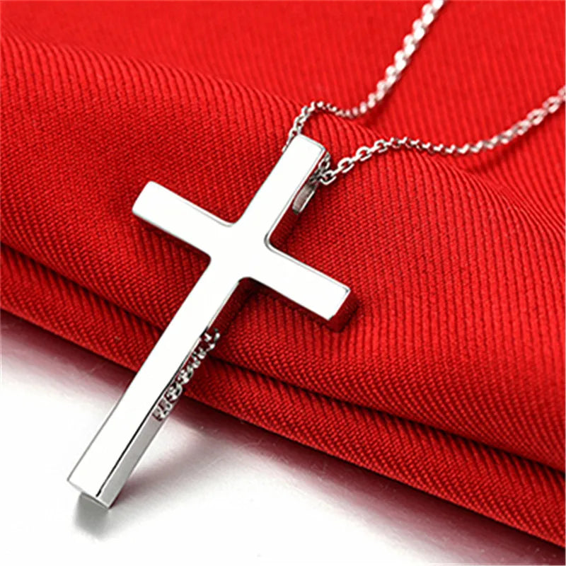 Trendy 925 Sterling Silver Necklace For Men Jewelry Female Classic Cross Pendant Necklaces Male Choker Bijou Lady Necklaces Hot
