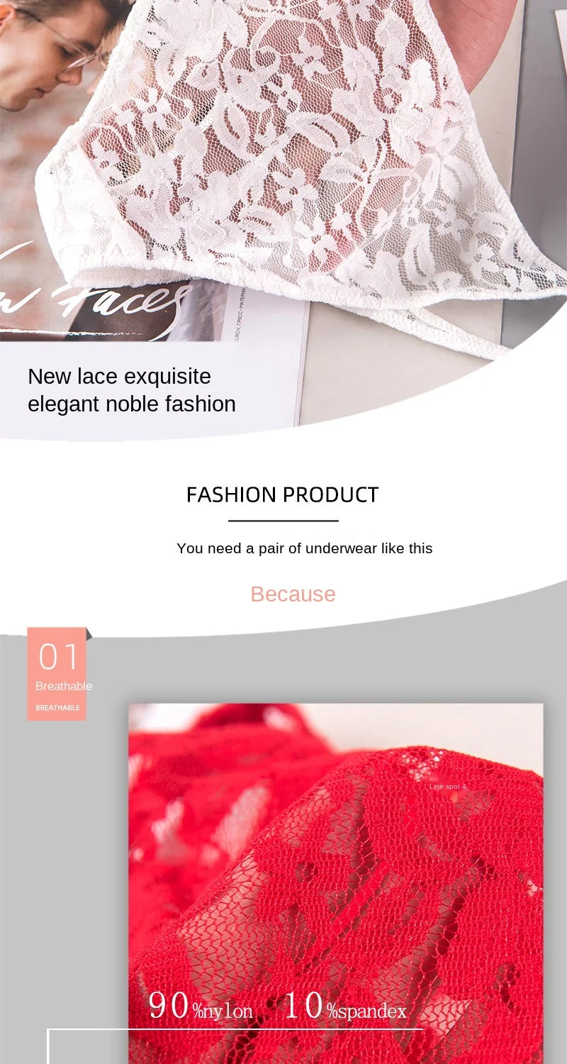 Women's Underwear Sexy Lace Panties Fashion Transparent Comfortable Briefs Low Waist Seamless Underpants Female Sexy Lingerie