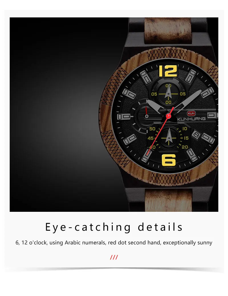 Men's Wood Watches Luxury Luminous Multi-function Wooden Watch Men's Quartz Retro Watch Men Fashion Sport Timepieces Relogio