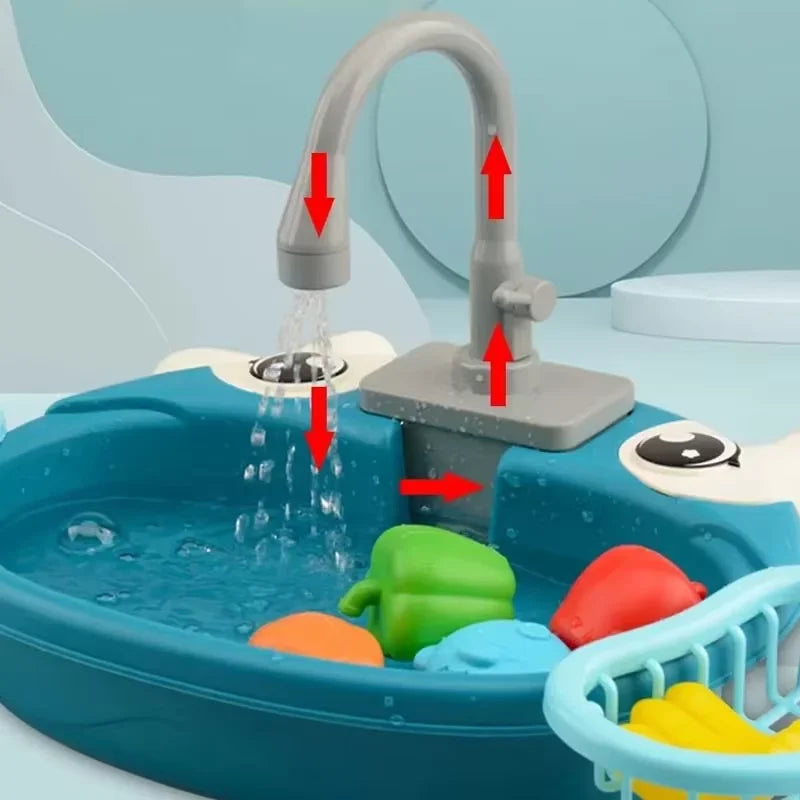 Children Play House Simulated Kitchen Dishwasher Sink Hand Basin Electric Circulating Water Kitchen Set Boy Girl Idea Kids Toys
