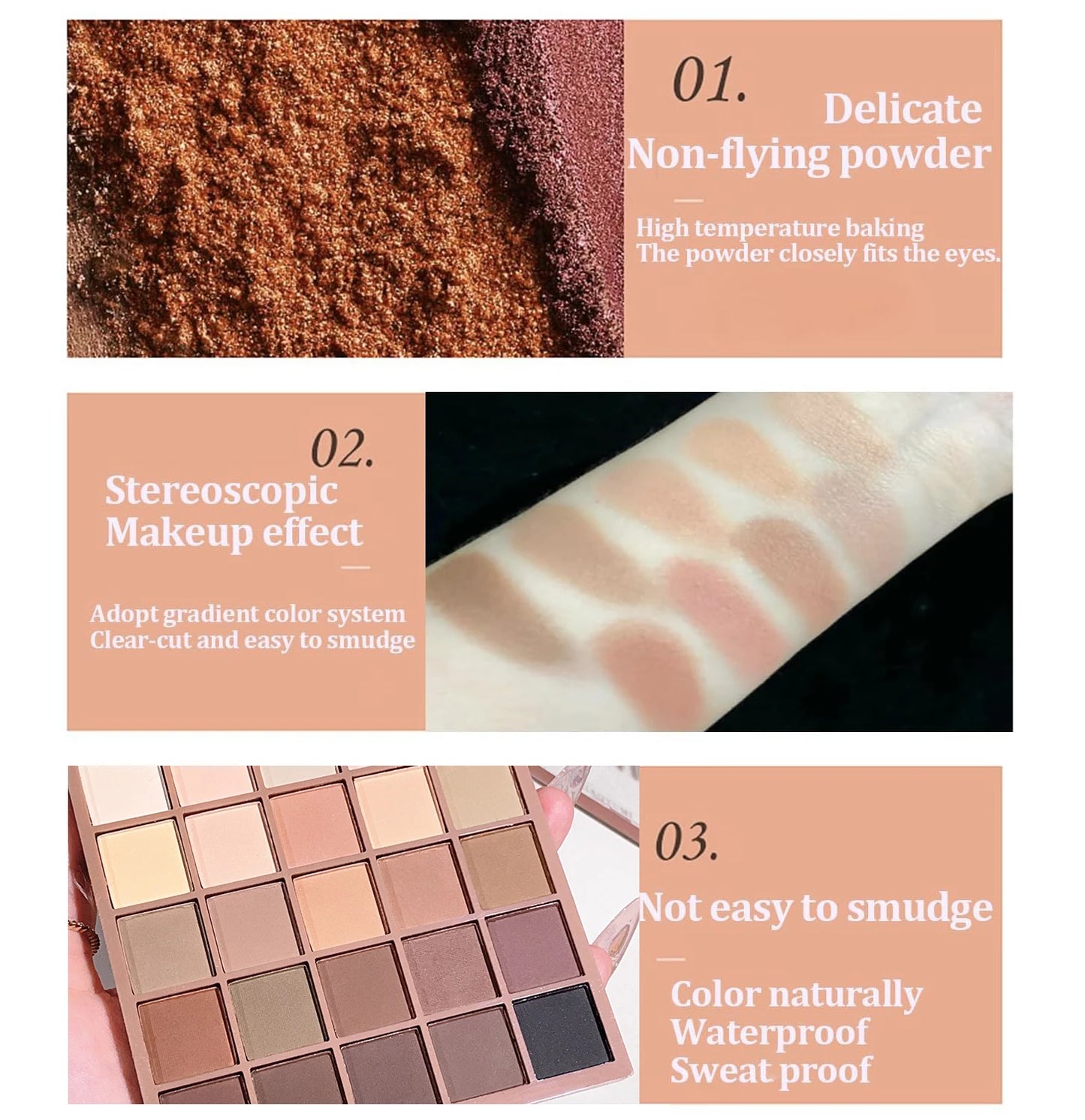Eyeshadow palette in 25 colors, matte brown nude multi-color eyeshadow, high color rendering, waterproof and sweatproof, daily e