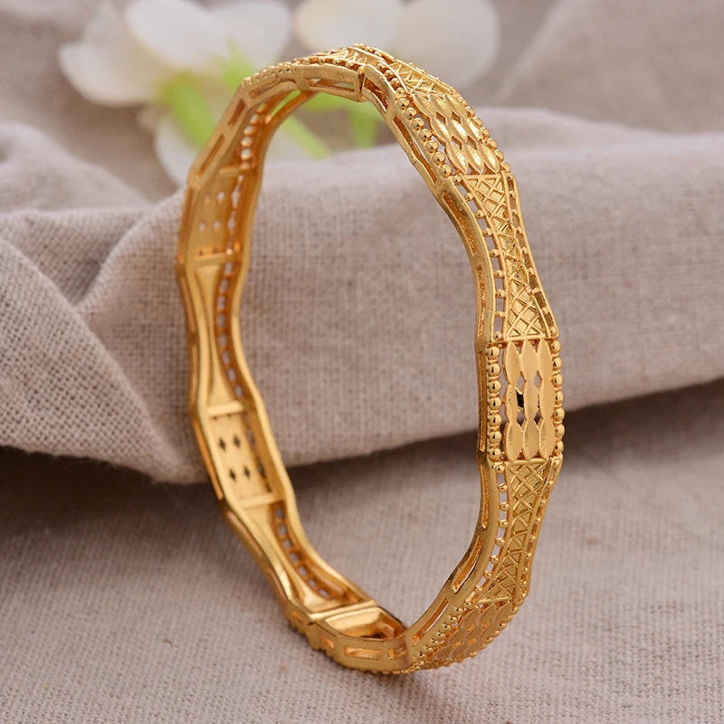 Luxury Vintage Gold Plated Bangles For Women Girls  Arabia Bridal Wedding Jewelry Gifts