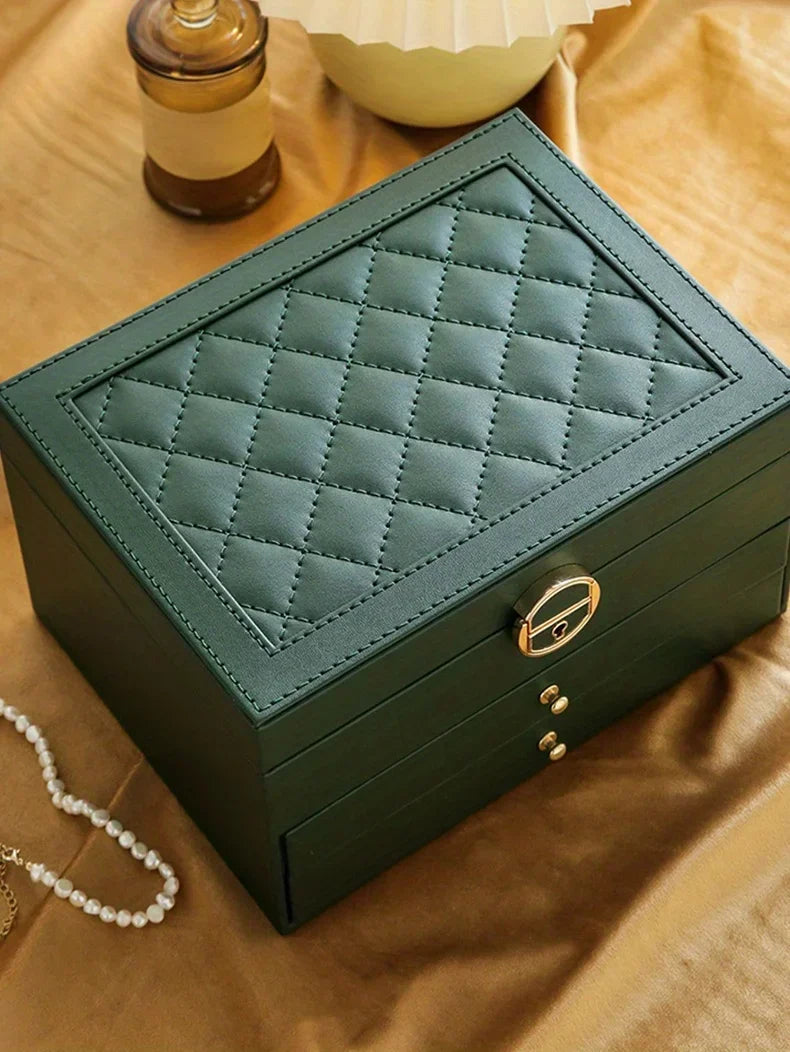 Jewelry storage box, high-end exquisite necklace earrings, gold jewelry box, large capacity multi-layer jewelry box