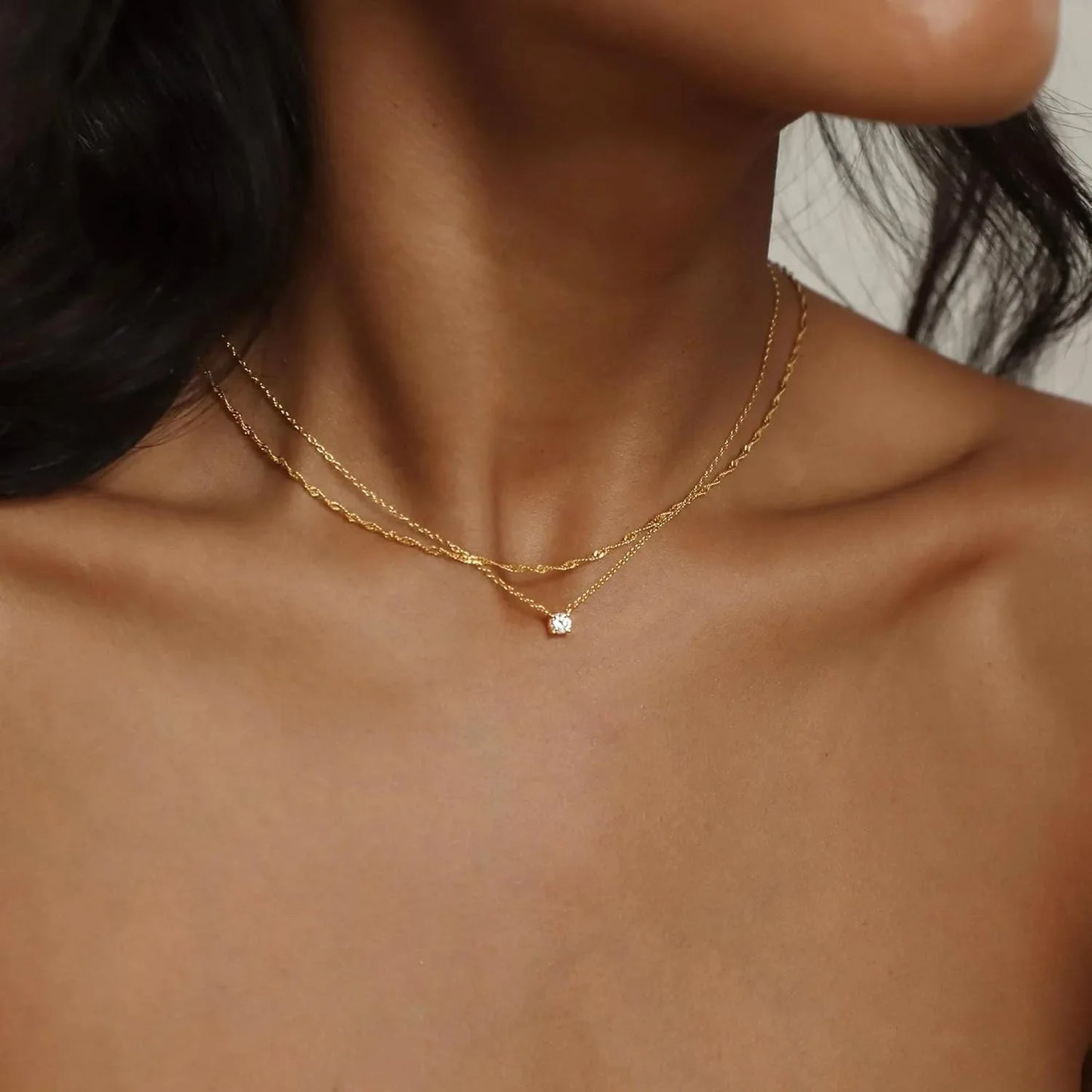 Diamond Necklaces for Women K Gold/Sterling Silver Choker Necklace Simple Gold Plated Jewelry Necklaces for Women Gifts