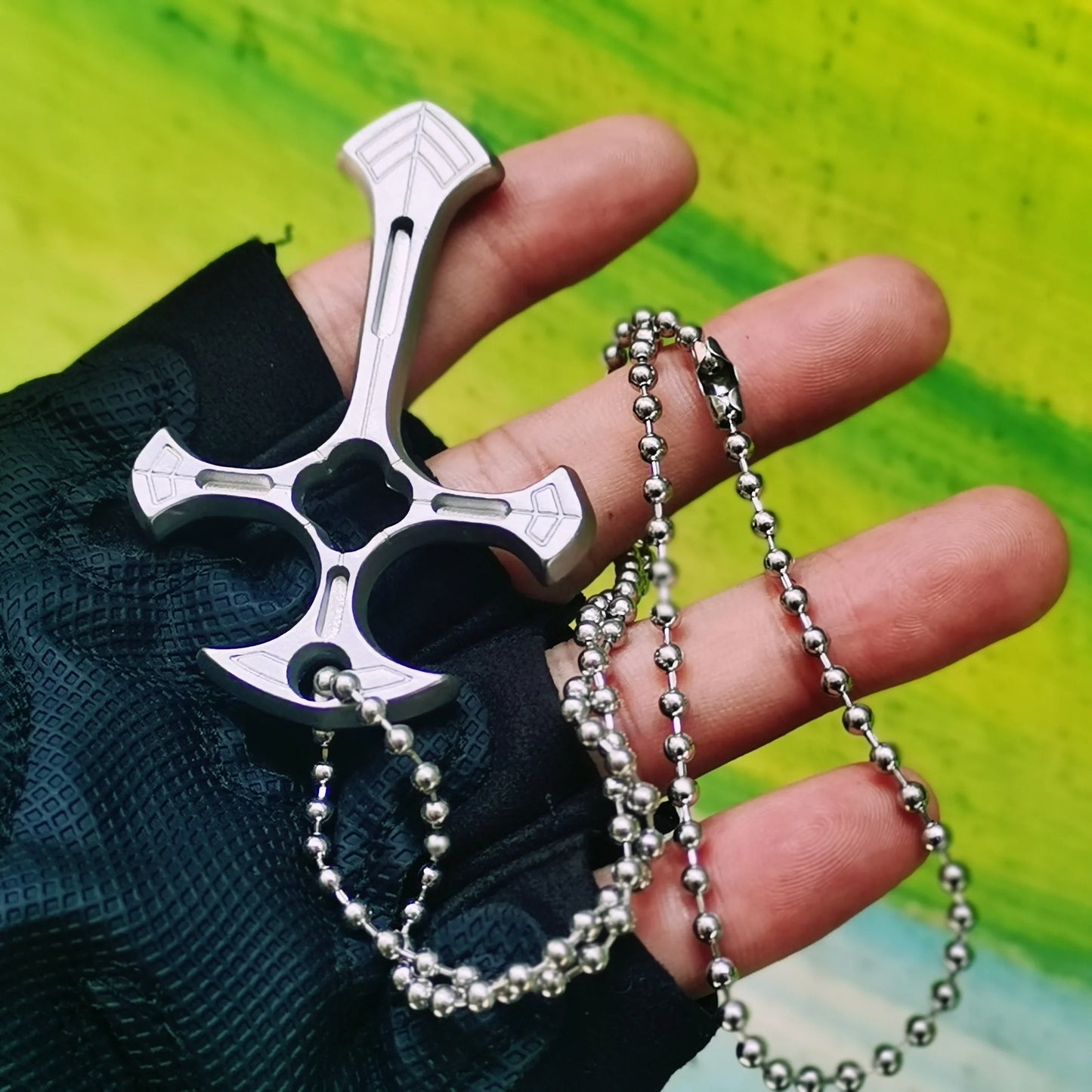 Cross Necklace For Men Self Defense Keychain Accessories With Beads Chain Pendants EDC Multi Tools Fashion Jewelry Cool Gadgets