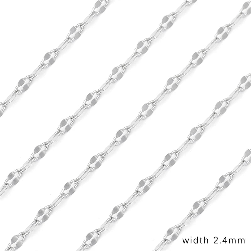 1M Stainless Steel Chain for Men Women Curb Cuban Link Chain DIY Basic Punk Choker Necklace Bracelet Hip Hop Male Jewelry Gift