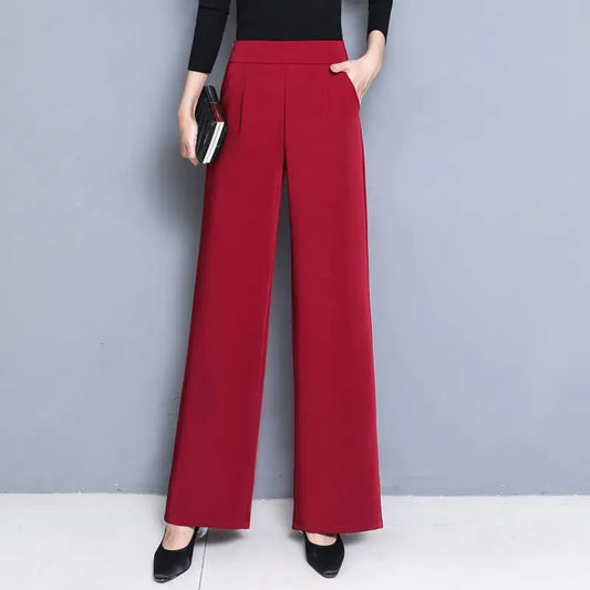 Women's Wide Leg Pants Loose Trousers Monochromatic High Waist Casual Clothing All-Match, Simplicity Autumn and Winter Fashion