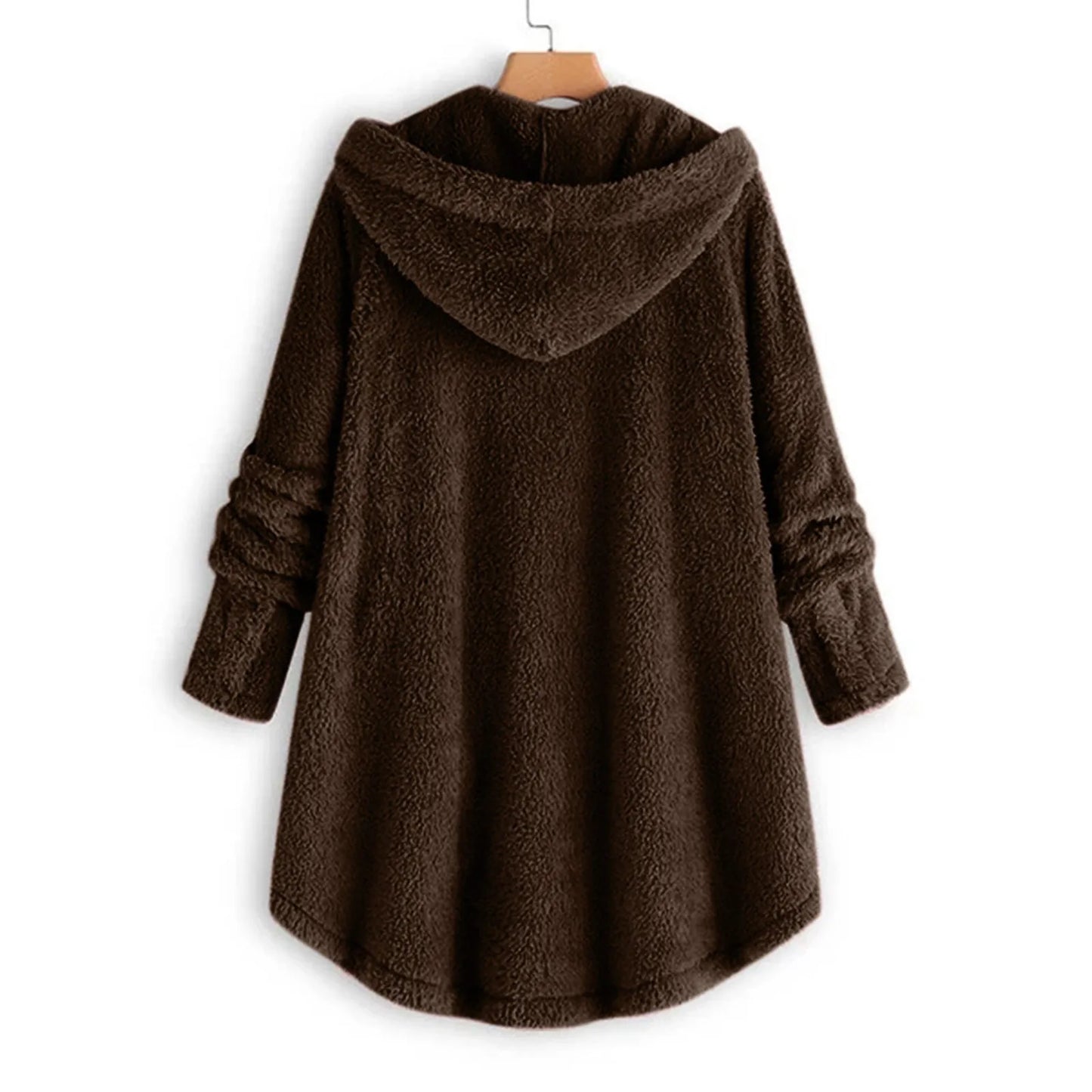Women's Coat Winter Coat Fashion Plush Pocket Irregular Long Sleeve Keep Cat Ears Warm Coat