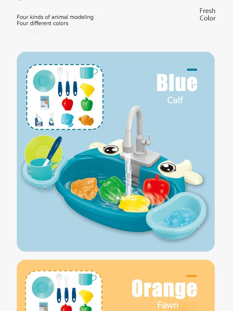 Children Play House Simulated Kitchen Dishwasher Sink Hand Basin Electric Circulating Water Kitchen Set Boy Girl Idea Kids Toys