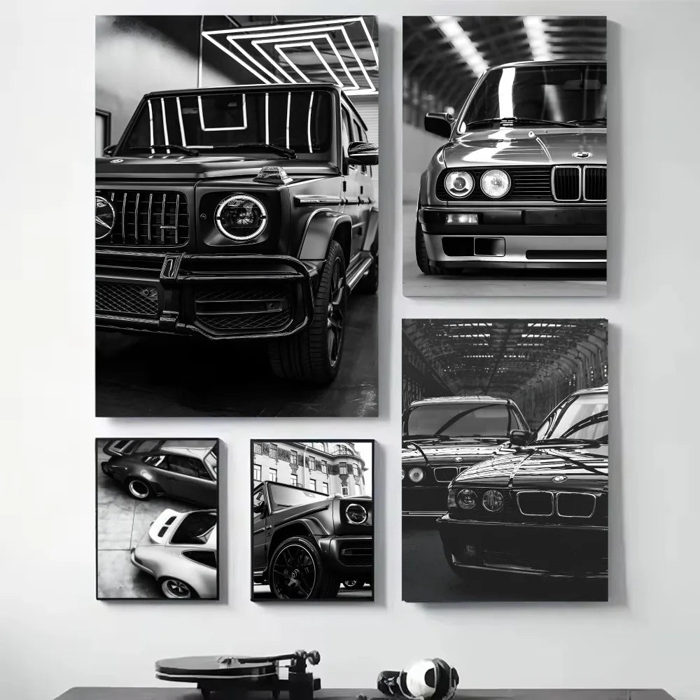 Modern Fashion Wall Art Simple Black And White Luxury Car Poster HD Posters Home Room Bar Cafe Decor Art Wall Painting Picture