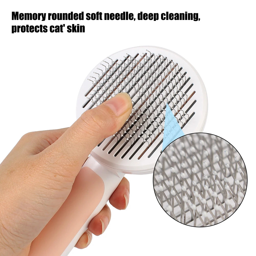 Cat Hair Cleaner Pet Accessories Cleaning and Beauty Products Self Cleaning Brush Pet Comb Plastic