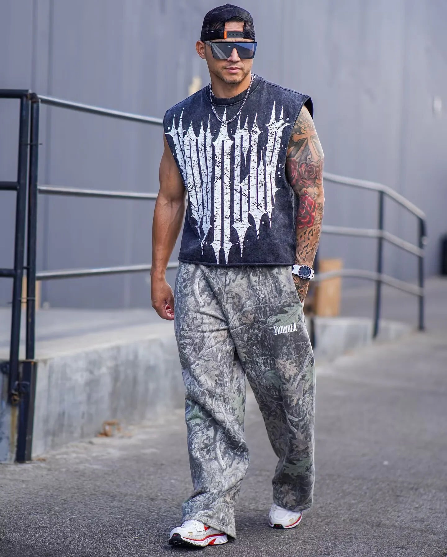 Men's pants New style Spring American digital camouflage print sports fitness Trousers loose and versatile wide-leg pants Man