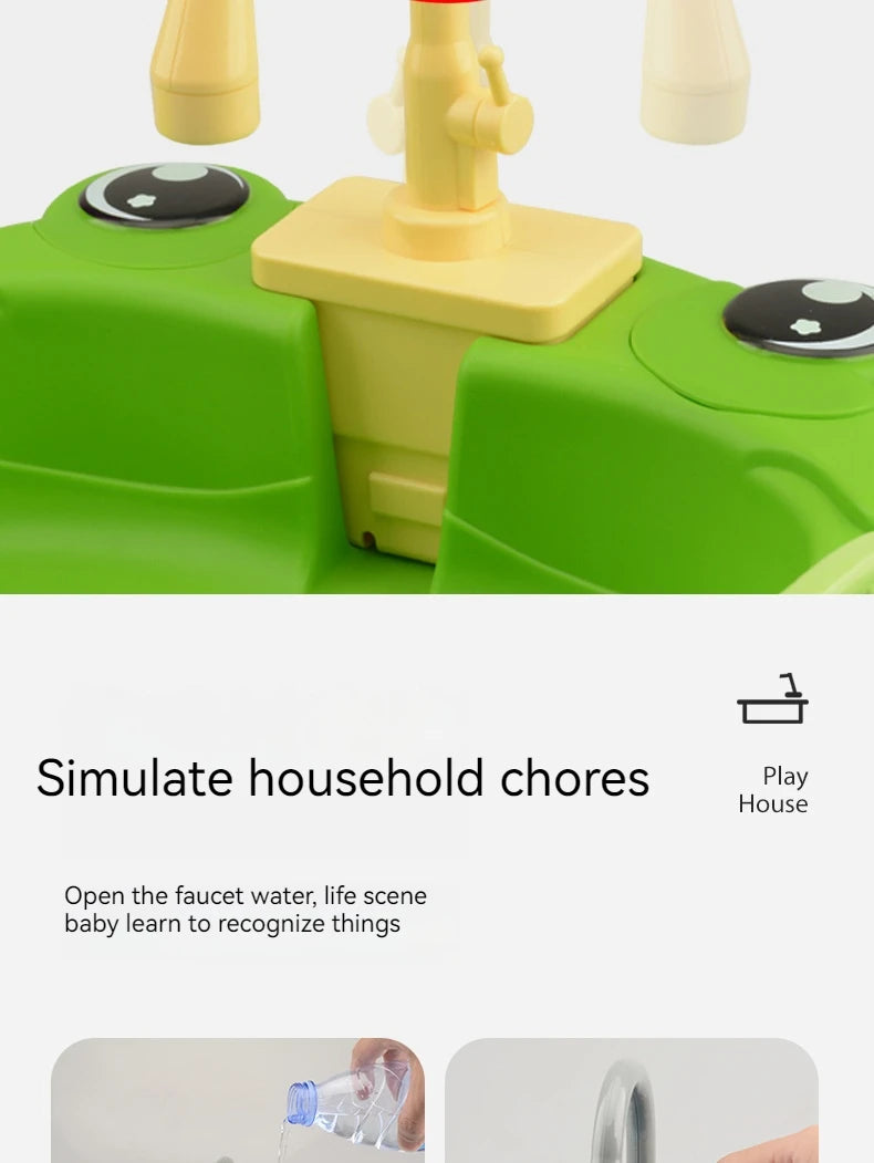 Children Play House Simulated Kitchen Dishwasher Sink Hand Basin Electric Circulating Water Kitchen Set Boy Girl Idea Kids Toys