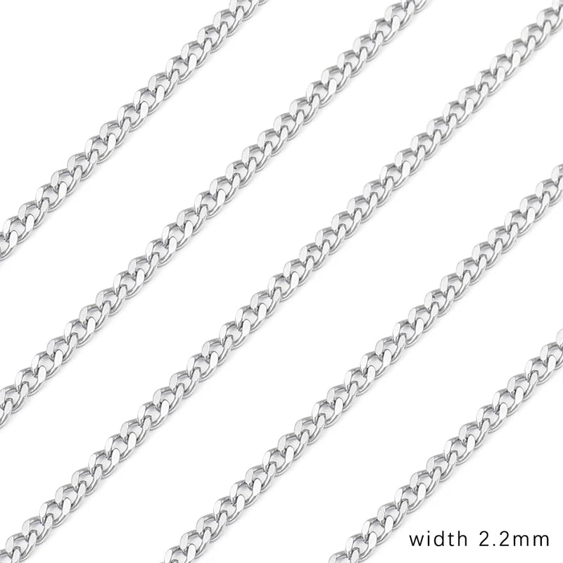 1M Stainless Steel Chain for Men Women Curb Cuban Link Chain DIY Basic Punk Choker Necklace Bracelet Hip Hop Male Jewelry Gift