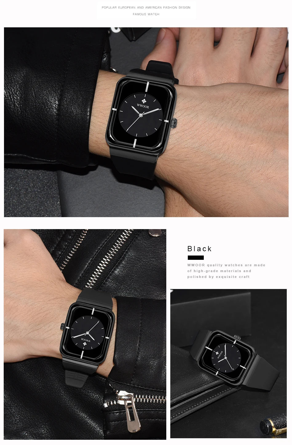 WWOOR  Men's Watches Top Brand Luxury Watch For Men Gold Fashion Stainless Steel Waterproof Quartz Wristwatch  Relogio Masculino