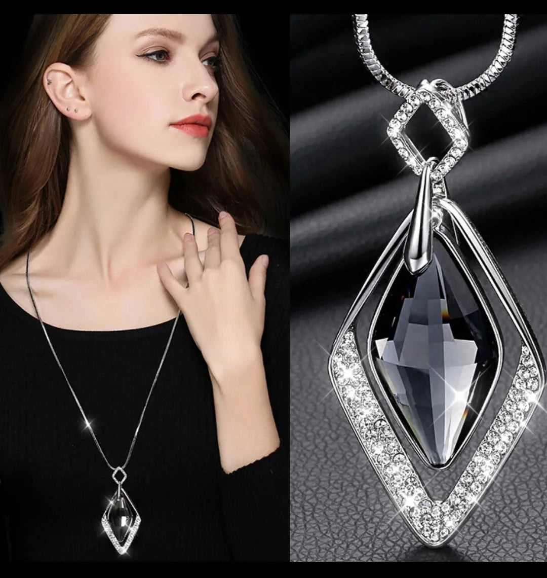 Long Necklaces & Pendants Fashion Geometric Crystal Statement Necklace For Women Collier Femme Pearl Choker Jewelry 2022