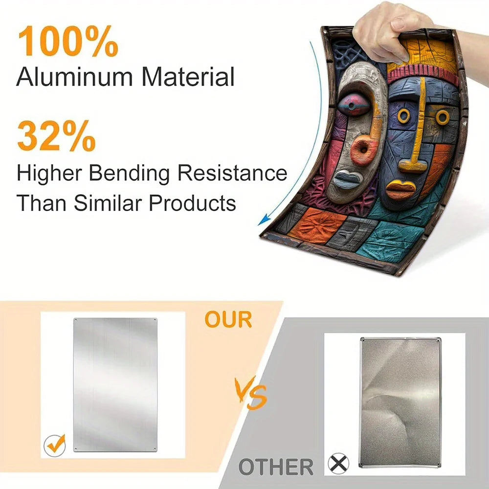 African Tribal Culture Aluminum Wall Art - Moisture-Resistant Metal Decor with 3D Embossed Design for Home, Office & Gift A1323