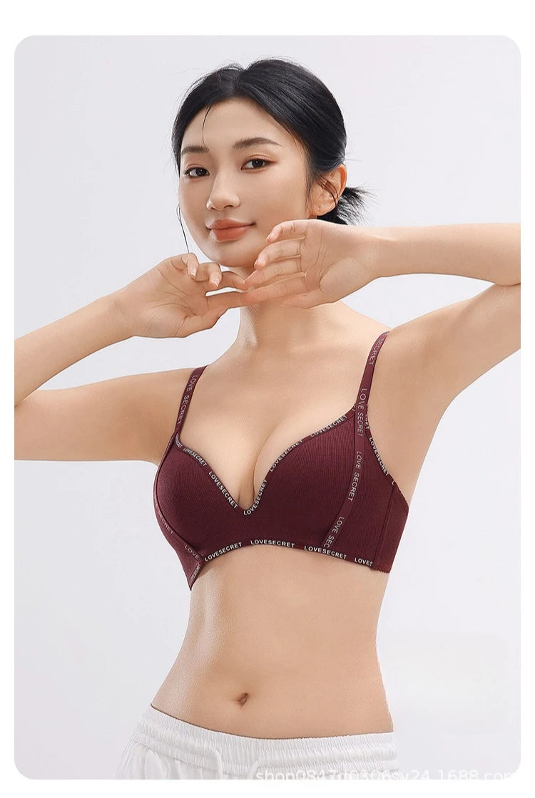 Comfortable Underwear Bar for Women Without Steel Rings Simple Push-up Shoulder Straps Top Up Bra Women's Underwire