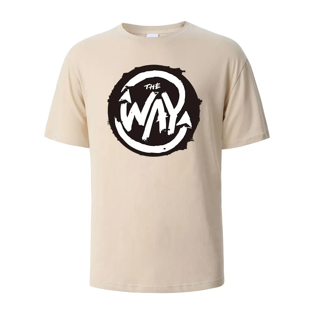 Men's Printed T-Shirt The Way Streetwear 100%Cotton Tops For Men Women Summer Breathable Short-Sleeved Casual O-neck Basic Tees