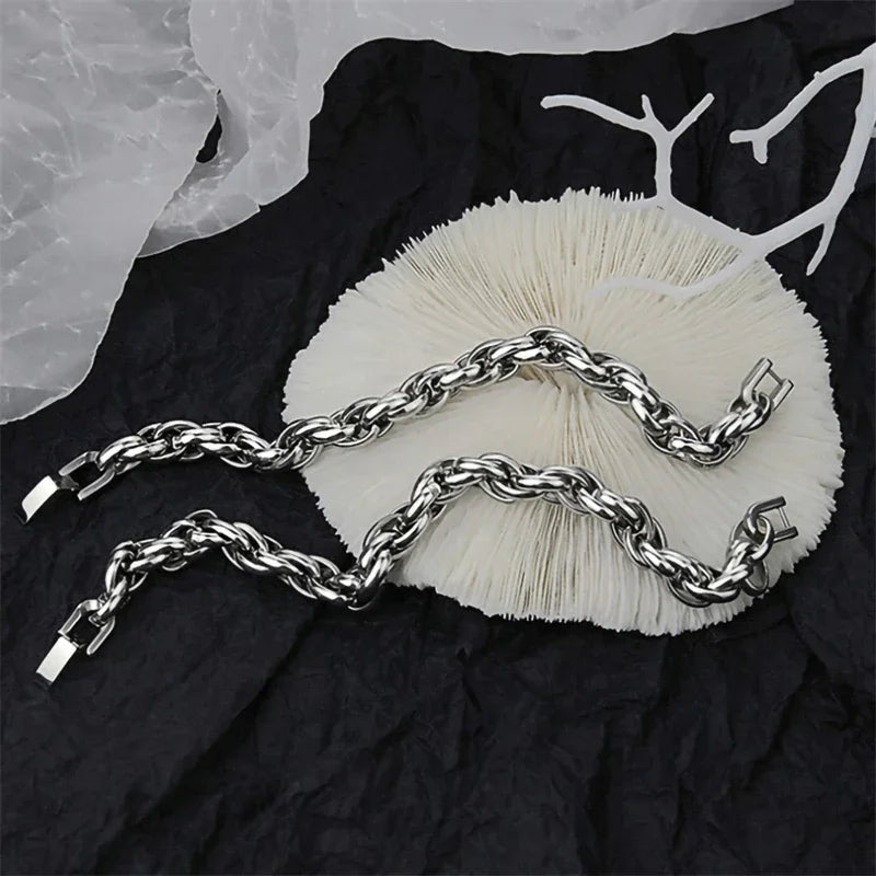 Twisted Chain Bracelet for Men Women Stainless Steel Silver Color Chain Bracelets Bangle Male Jewelry Gift Wholesale