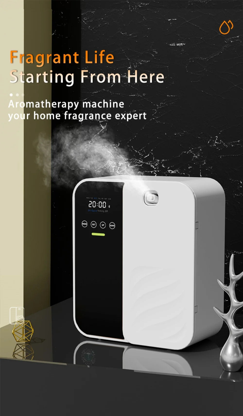 Aroma Diffuser 1000m³ Electric Scent Machine Smell Perfume Essential Oils Air Freshener 500ML Capacity Waterless Diffuser