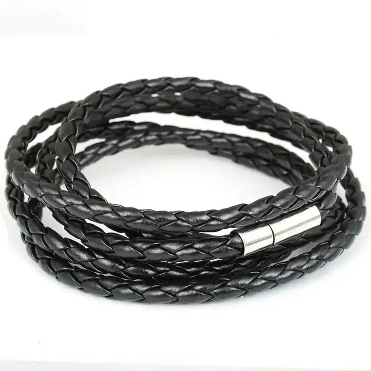 New Men Leather Bracelets for Women Simple Multilayer Handmake Bangles  Black White Bracelets Female Jewelry Gift