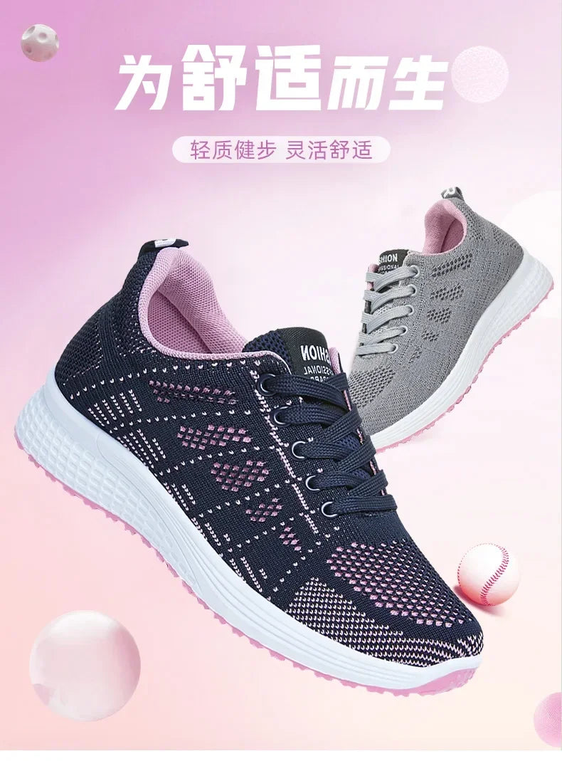 Women's Shoes 2025 Spring New Fashion Soft Walking Flats Non-slip Casual Sport Tennis Shoes Athletic Sneakers for Lady