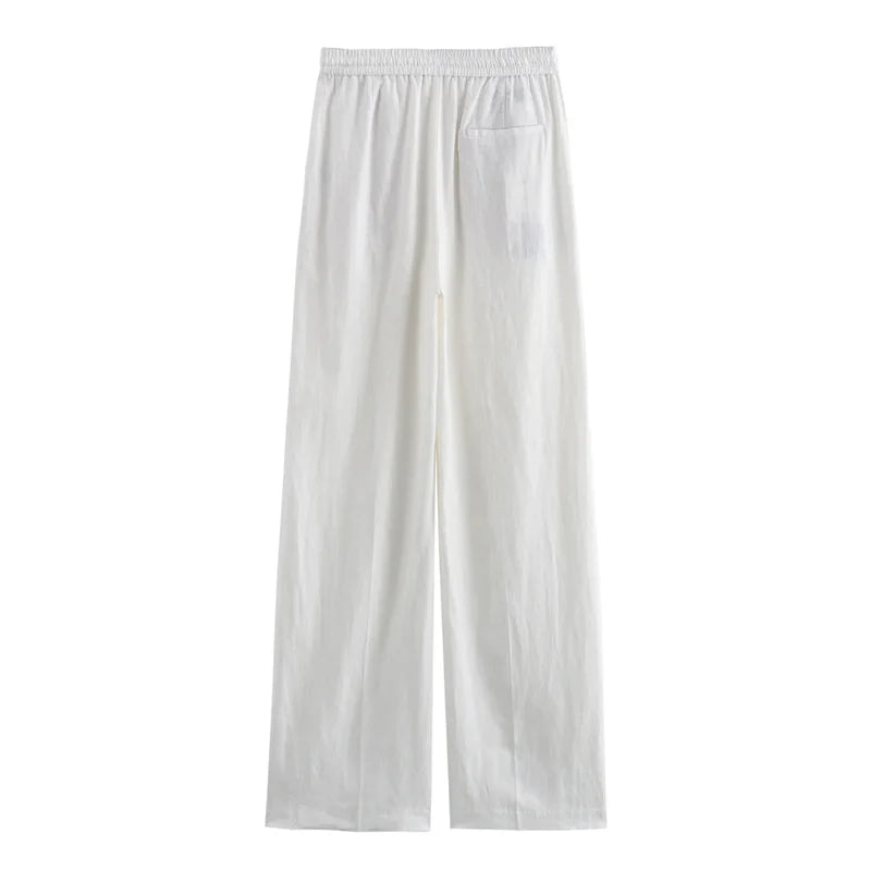 MUJER 2025 Woman Trousers White Black High Waist Pants for Women Pleated Wide Leg Women's Pants Straight Baggy Pants Woman