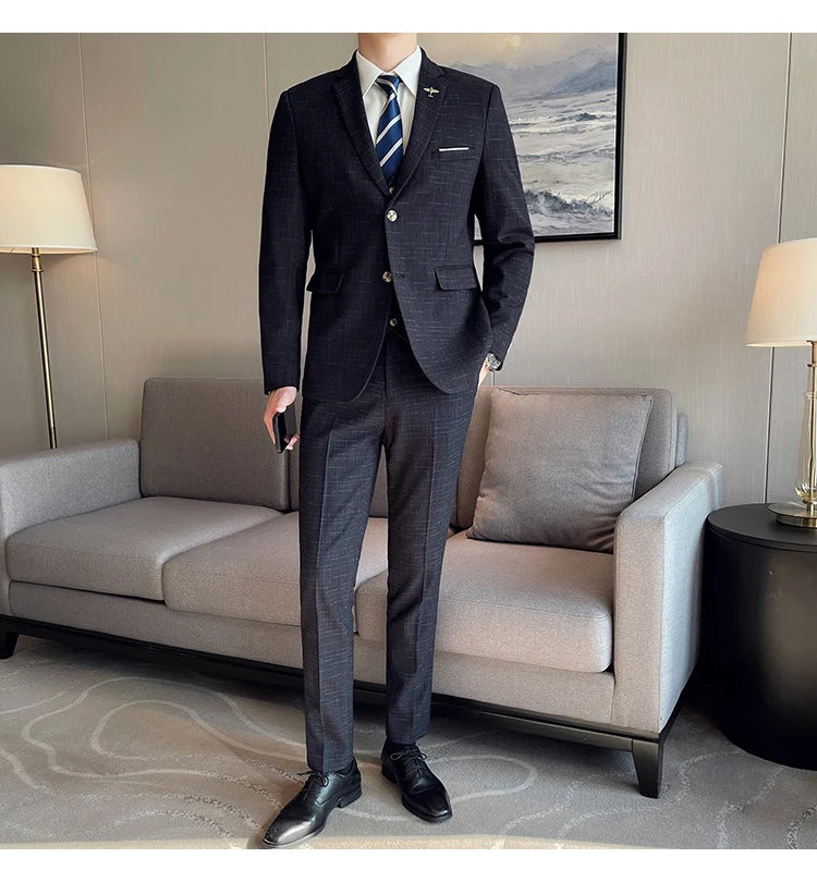 High-quality wedding suit for men, fashionable business, professional groom and best man, handsome two-piece set