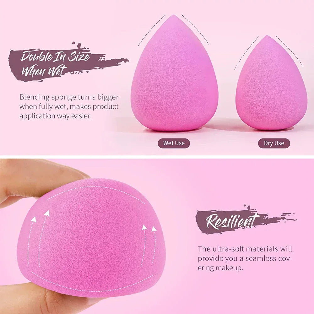 6pcs Mini Makeup Sponge Powder Cosmetic Puff Dry and Wet Sponge Concealer Liquid Foundation Beauty Women Make Up Accessories