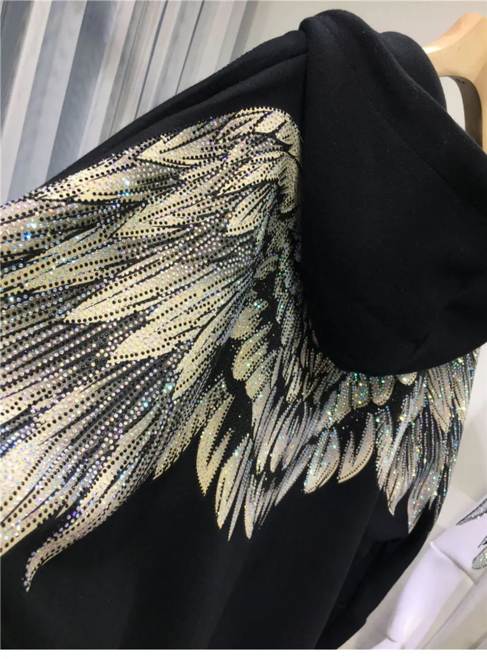 Streetwear Hoodie Women Clothing Harajuku Heavy Diamond Wings Hooded Sweatshirts Casual Fashion Hoodies Y2k Tops 2025 Ropa Mujer