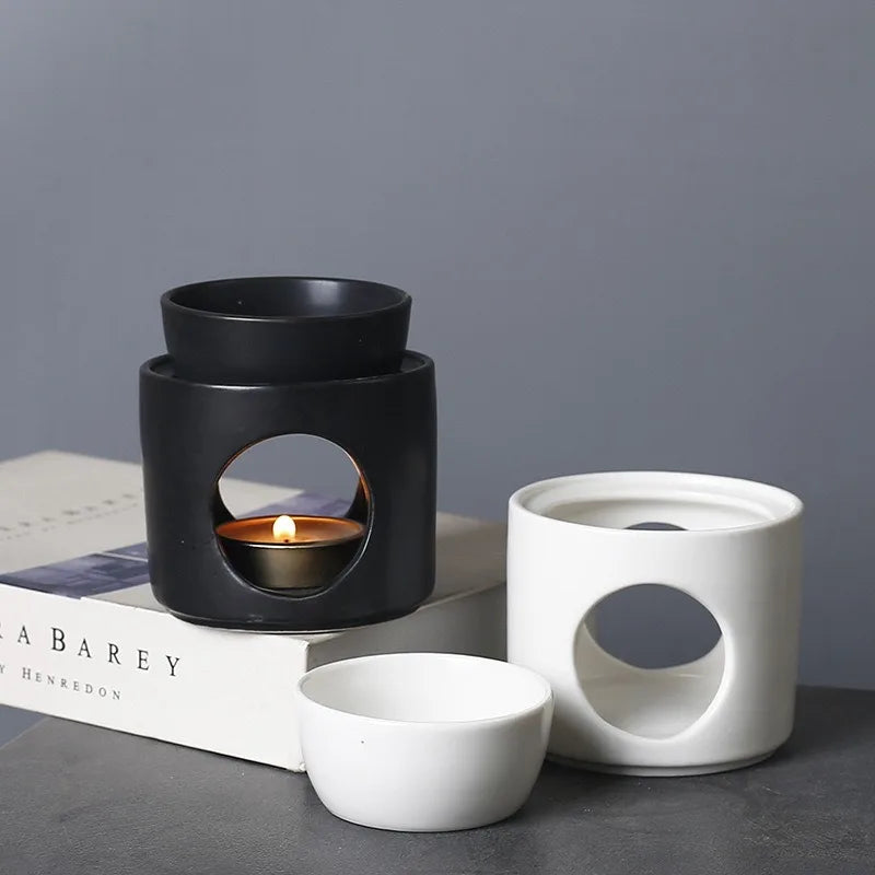 3-in-1 Candle Essential Oil Ceramic Craft Incense Lamp Candleholder Aromatherapy Burner Suitable for Home, Office, Wedding