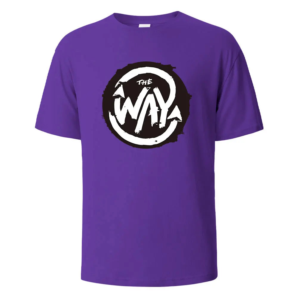 Men's Printed T-Shirt The Way Streetwear 100%Cotton Tops For Men Women Summer Breathable Short-Sleeved Casual O-neck Basic Tees