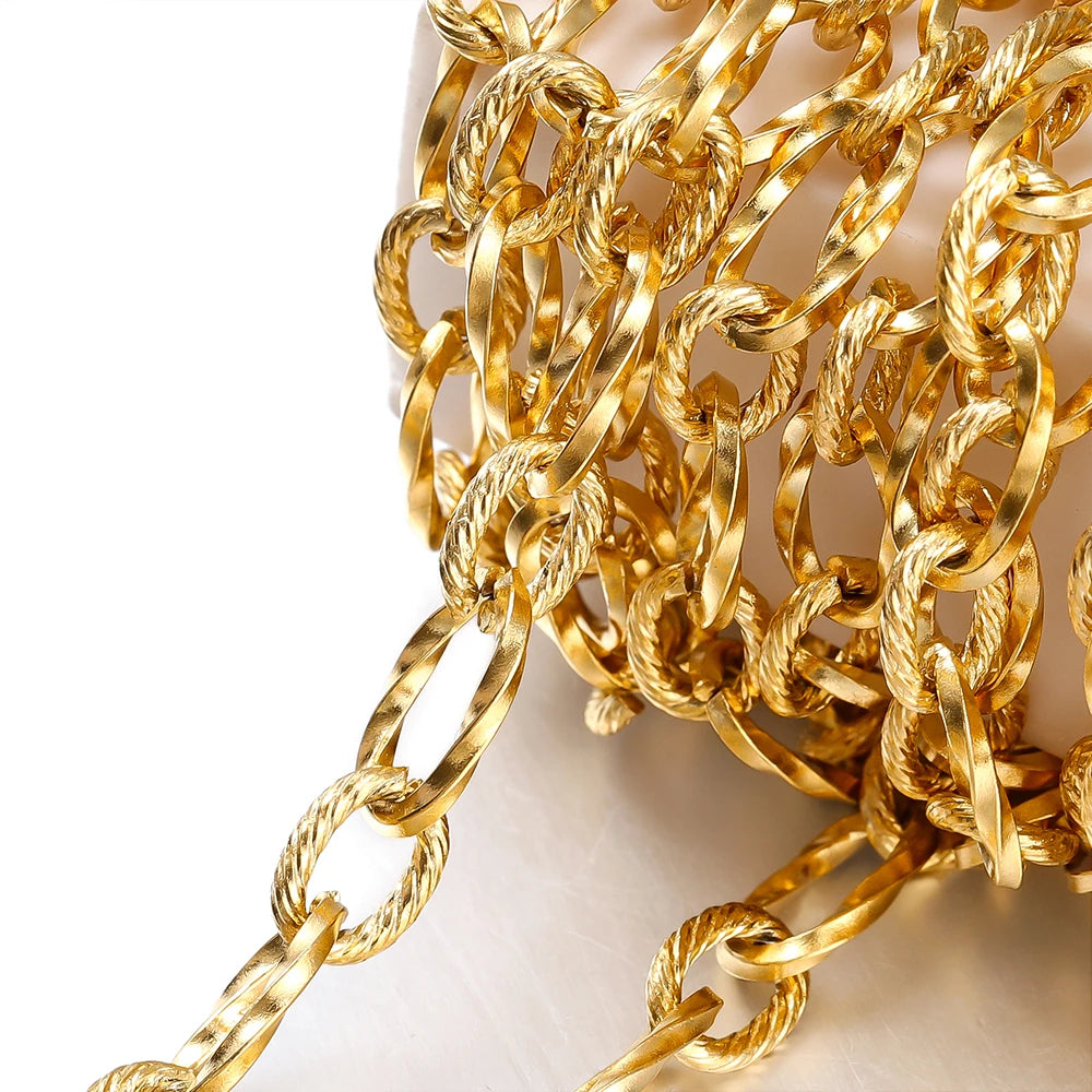 1Meter 7x11.5mm Stainless Steel Twists Chains Fashion Chain For Men Women Bracelet Necklace Jewelry Making Accessories