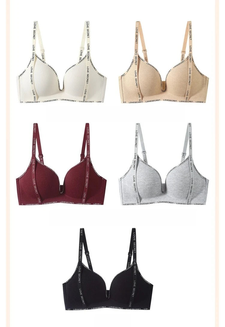 Comfortable Underwear Bar for Women Without Steel Rings Simple Push-up Shoulder Straps Top Up Bra Women's Underwire